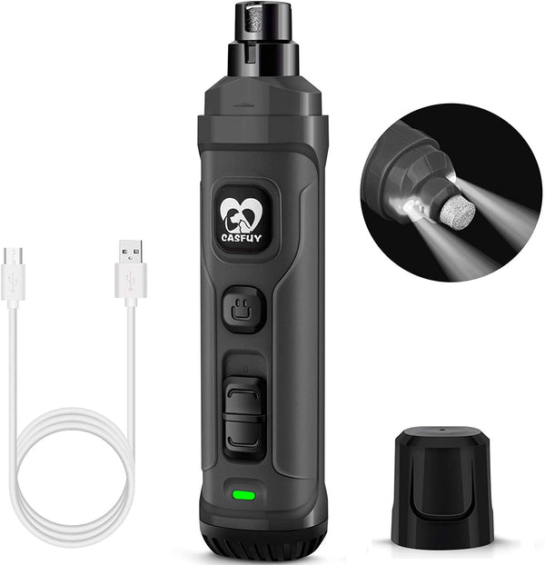 Dog Nail Grinder with LED Light — Quiet 2-Speed