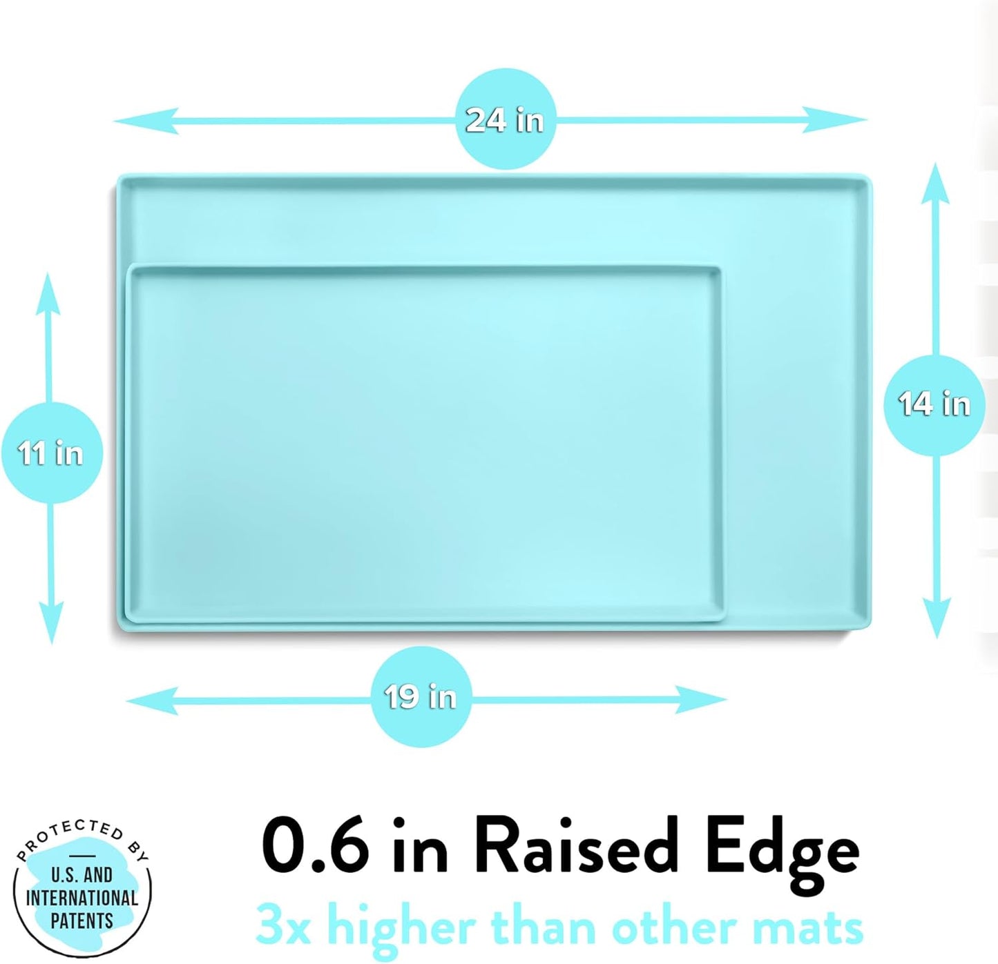 Premium Cat Food Mat, Silicone Feeding Mat for Food and Water Bowls | Extra-High Raised Edge Contains Spills. Waterproof, Non-Slip 100% Food-Grade Silicone Protects Floors/ Small, Aruba