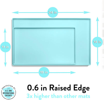 Premium Cat Food Mat, Silicone Feeding Mat for Food and Water Bowls | Extra-High Raised Edge Contains Spills. Waterproof, Non-Slip 100% Food-Grade Silicone Protects Floors/ Small, Aruba
