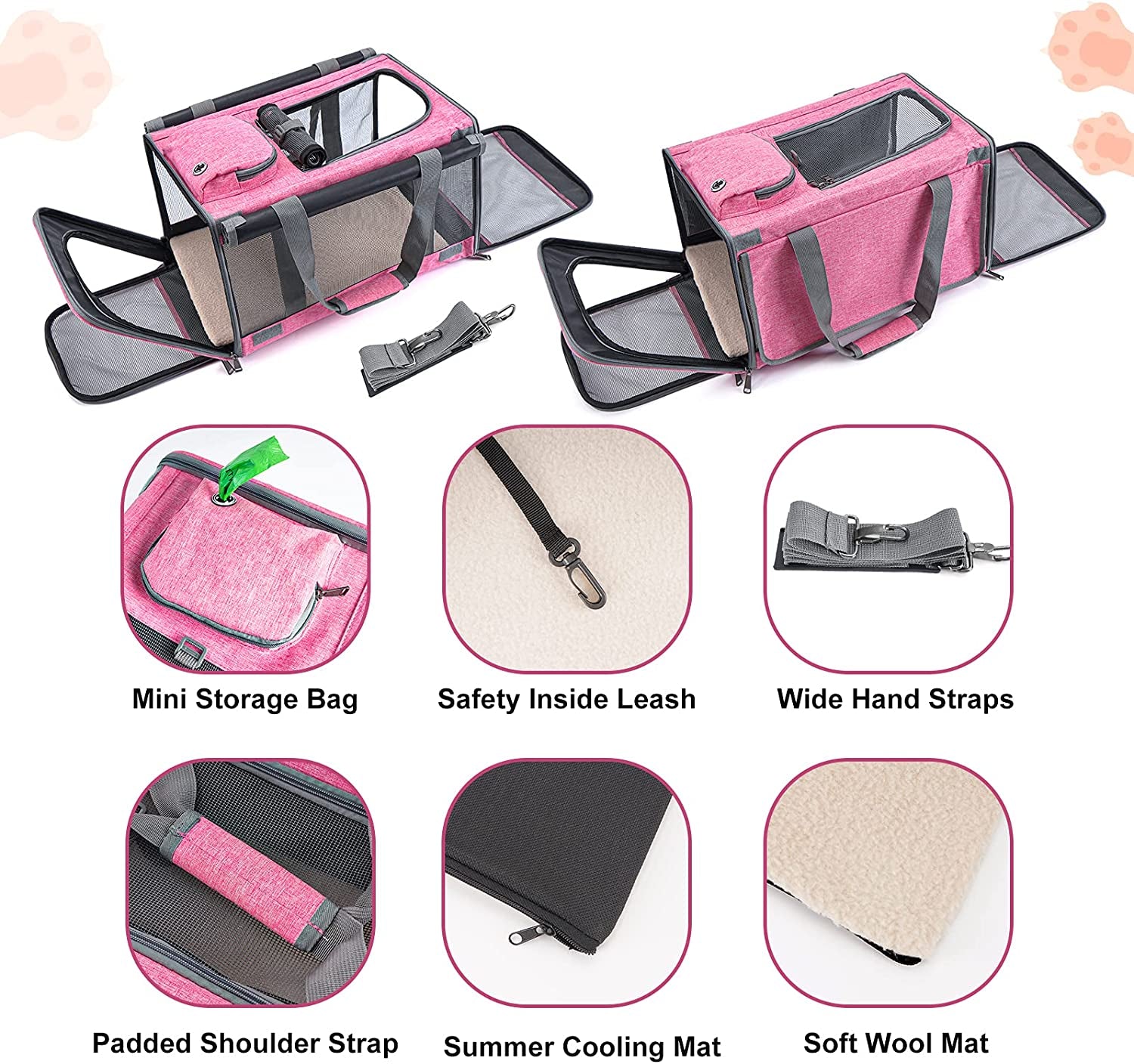Pet Carrier for Large and Medium Cat, Soft-Sided Pet Crate for Puppy | Dog Foldable Car Traveling Kennel Bag with Privacy Protection, Big Kitten Carrying Cage Ventilated Home Outdoor Vet Transport