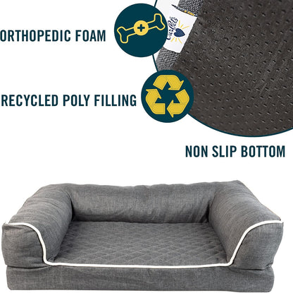 Quilted 3” Memory Foam Dog Couch Dog Beds (Soft & Versatile Washable Dog Bed Cover. Perfect Dog Bed and Calming Dog Bed with Nonslip Bottom) XXL Dog Bed Size Measures 30" X 48".