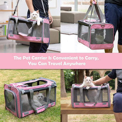 Pet Carrier for Large and Medium Cat, Soft-Sided Pet Crate for Puppy | Dog Foldable Car Traveling Kennel Bag with Privacy Protection, Big Kitten Carrying Cage Ventilated Home Outdoor Vet Transport