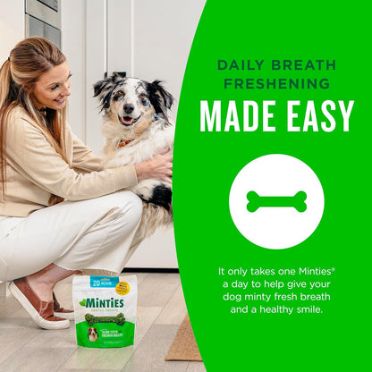 Dog Dental Bone Treats, Tiny/Small Dental Dog Treats, 16 Ounces, Cleans Teeth, Fight Bad Breath, Removes Plaque and Tartar, 40 Count