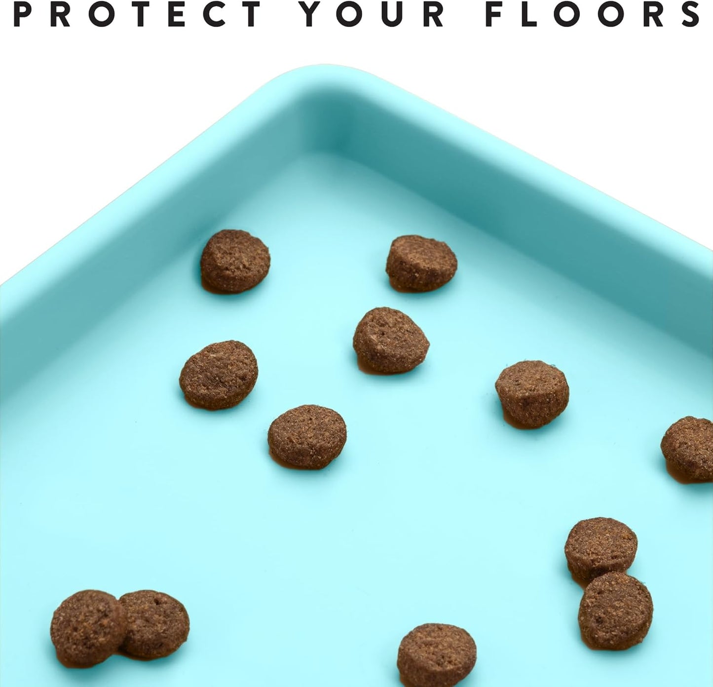 Premium Cat Food Mat, Silicone Feeding Mat for Food and Water Bowls | Extra-High Raised Edge Contains Spills. Waterproof, Non-Slip 100% Food-Grade Silicone Protects Floors/ Small, Aruba
