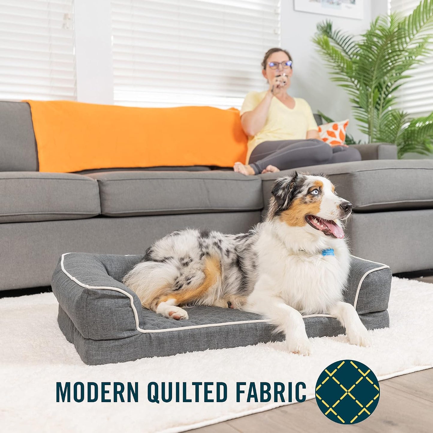 Quilted 3” Memory Foam Dog Couch Dog Beds (Soft & Versatile Washable Dog Bed Cover. Perfect Dog Bed and Calming Dog Bed with Nonslip Bottom) XXL Dog Bed Size Measures 30" X 48".