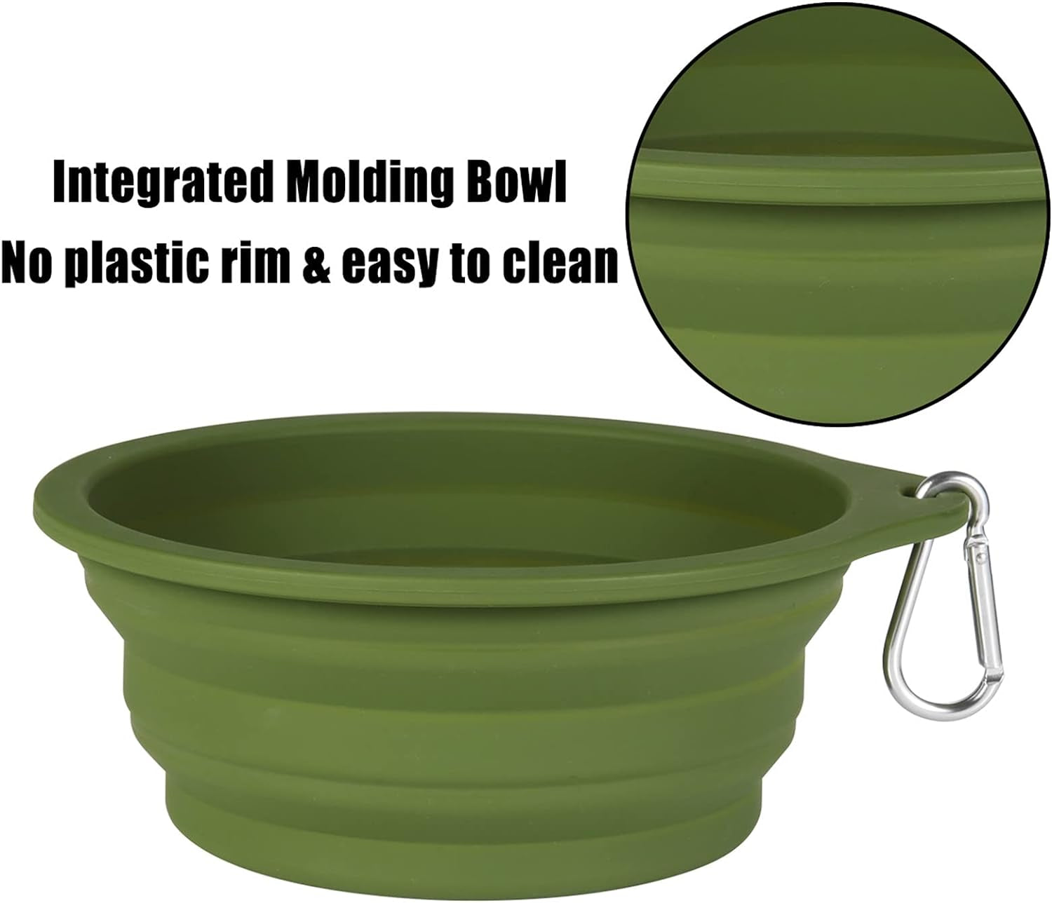 2-Pack Collapsible Dog Bowls with Integrated Molding for Travel, 600ml Capacity (Navy Blue & Dark Green)