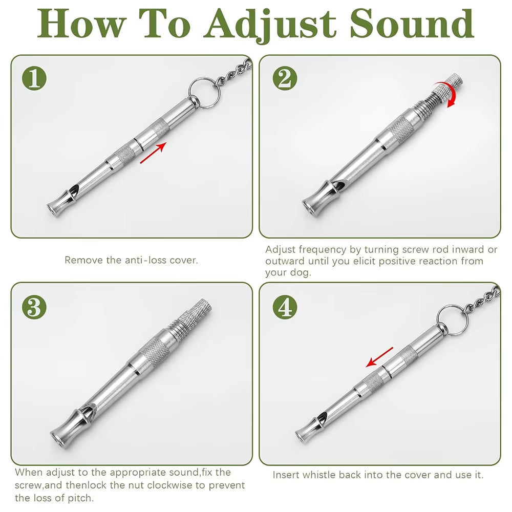 1Pcs Dog Whistle Pet Training Whistle Stainless Steel Silver Portable Adjustable Ultrasonic Cat/Dog Behavior Training Aid Tool
