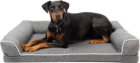 Quilted 3” Memory Foam Dog Couch Dog Beds (Soft & Versatile Washable Dog Bed Cover. Perfect Dog Bed and Calming Dog Bed with Nonslip Bottom) XXL Dog Bed Size Measures 30" X 48".