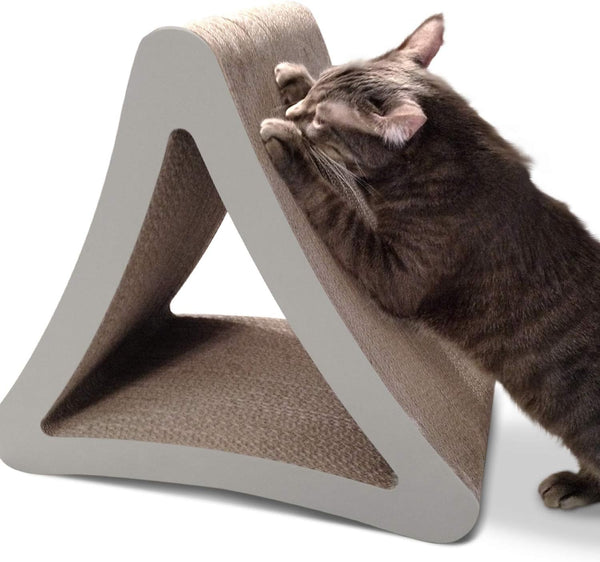 Griffoir et perchoir vertical 3 faces, 45,7 x 26,7 x 40,4 cm, griffoir pour chat à angles multiples ; 6 côtés utilisables, carton 100 % recyclable