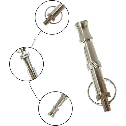 1Pcs Dog Whistle Pet Training Whistle Stainless Steel Silver Portable Adjustable Ultrasonic Cat/Dog Behavior Training Aid Tool