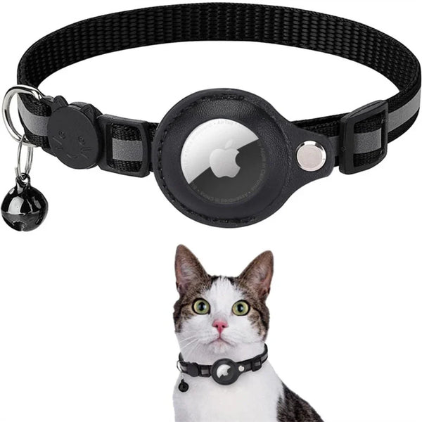 Collier de sécurité réfléchissant pour chat avec boucle détachable et porte-traceur