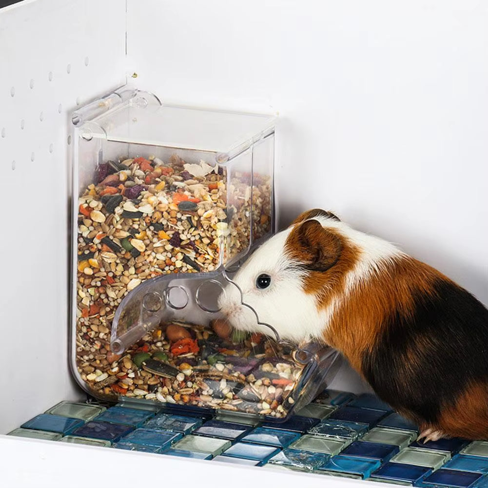 Hamster Rabbit Food Dispenser Feeder Plastic Clear Automatic Pet Feeder for Hamster Guinea Pigs Food Bowl Container