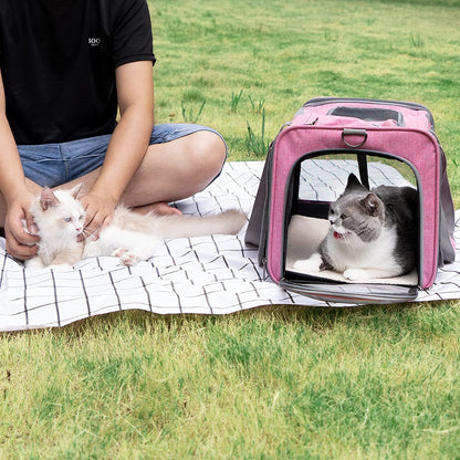 Pet Carrier for Large and Medium Cat, Soft-Sided Pet Crate for Puppy | Dog Foldable Car Traveling Kennel Bag with Privacy Protection, Big Kitten Carrying Cage Ventilated Home Outdoor Vet Transport
