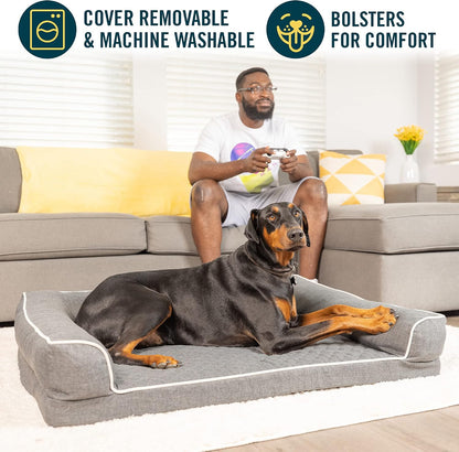 Quilted 3” Memory Foam Dog Couch Dog Beds (Soft & Versatile Washable Dog Bed Cover. Perfect Dog Bed and Calming Dog Bed with Nonslip Bottom) XXL Dog Bed Size Measures 30" X 48".