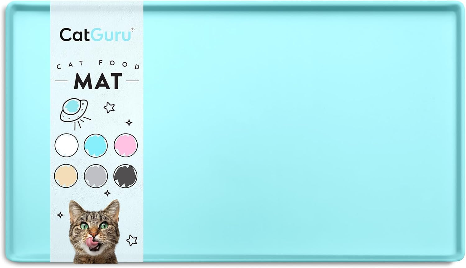 Premium Cat Food Mat, Silicone Feeding Mat for Food and Water Bowls | Extra-High Raised Edge Contains Spills. Waterproof, Non-Slip 100% Food-Grade Silicone Protects Floors/ Small, Aruba