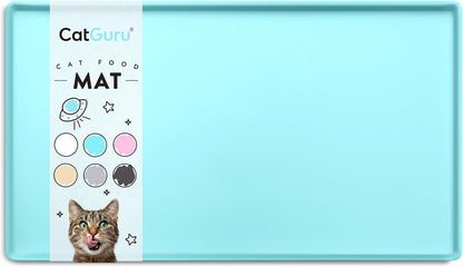 Premium Cat Food Mat, Silicone Feeding Mat for Food and Water Bowls | Extra-High Raised Edge Contains Spills. Waterproof, Non-Slip 100% Food-Grade Silicone Protects Floors/ Small, Aruba