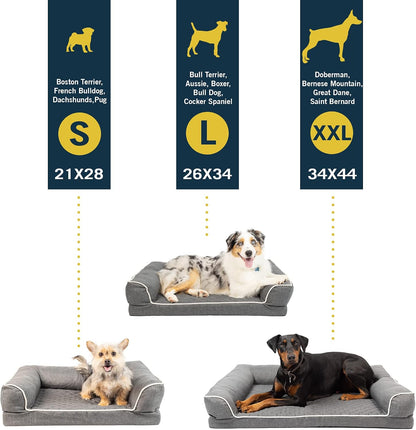 Quilted 3” Memory Foam Dog Couch Dog Beds (Soft & Versatile Washable Dog Bed Cover. Perfect Dog Bed and Calming Dog Bed with Nonslip Bottom) XXL Dog Bed Size Measures 30" X 48".